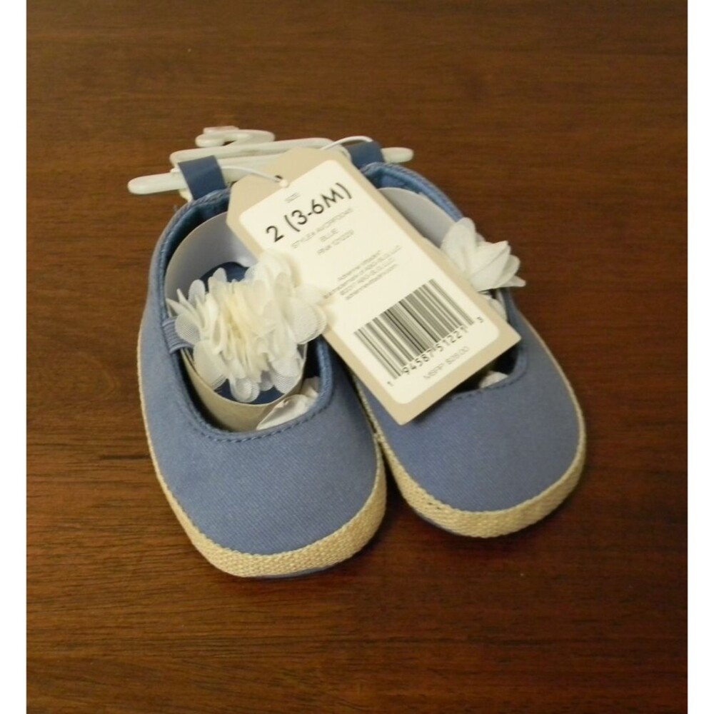 Adrienne Vittadini Bambini Crib Shoes for Baby Blue Mary Janes Ballet 3-6 mo NEW